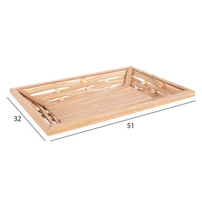 SERVING TRAY RECTANGULAR HM4228 FIR WOOD & MDF 51x32x5,5Hcm.