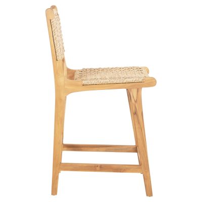 BAR STOOL WITH BACKREST NESHA HM9381.11 TEAK WOOD & VIRO ROPE 46x53x96 cm.