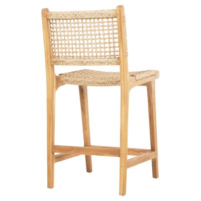 BAR STOOL WITH BACKREST NESHA HM9381.11 TEAK WOOD & VIRO ROPE 46x53x96 cm.