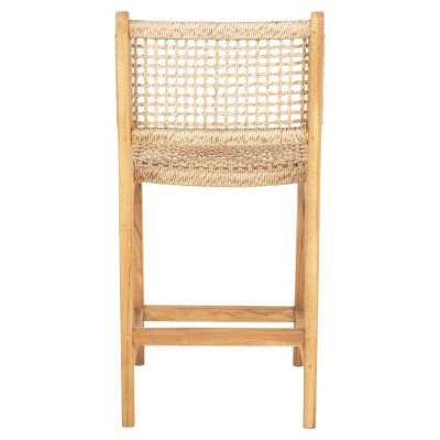 BAR STOOL WITH BACKREST NESHA HM9381.11 TEAK WOOD & VIRO ROPE 46x53x96 cm.