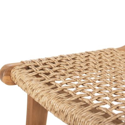 BAR STOOL WITH BACKREST NESHA HM9381.11 TEAK WOOD & VIRO ROPE 46x53x96 cm.