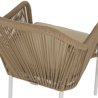 ARMCHAIR ALUMINUM HM5855.01 WHITE WITH PE WICKER ROPE BEIGE 56x66x82