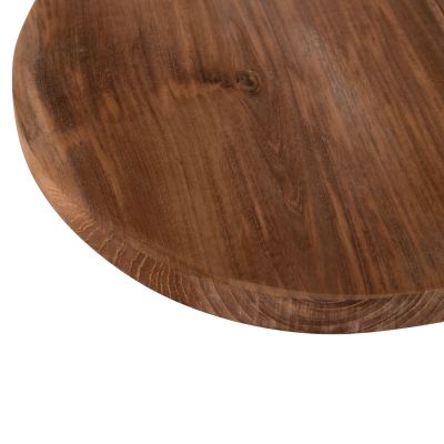CUTTING BOARD ROUND HM4292 TEAK WOOD IN NATURAL-WITH HANGING HOLE AND HANDLE 23x35x2Hcm.