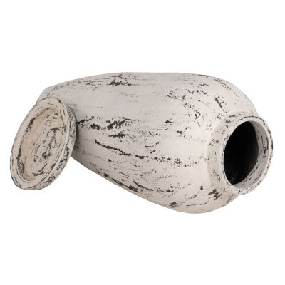 ДЕКОРАТИВНА ПОДОВА ВАЗА С ЧИНИЙКА-ОСНОВА ЛАВРОВО HM7937 ТЕРАКОТА В БЯЛА ПАТИНА Φ45x100Hcm.