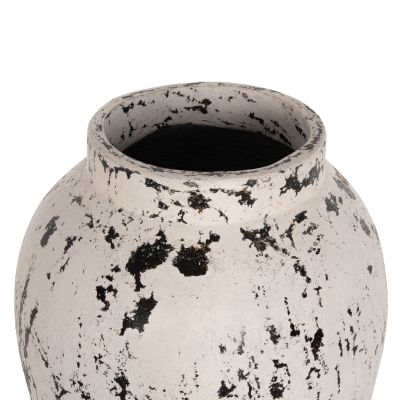 ДЕКОРАТИВНА ПОДОВА ВАЗА С ЧИНИЙКА-ОСНОВА ЛАВРОВО HM7937 ТЕРАКОТА В БЯЛА ПАТИНА Φ45x100Hcm.