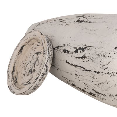 ДЕКОРАТИВНА ПОДОВА ВАЗА С ЧИНИЙКА-ОСНОВА ЛАВРОВО HM7937 ТЕРАКОТА В БЯЛА ПАТИНА Φ45x100Hcm.