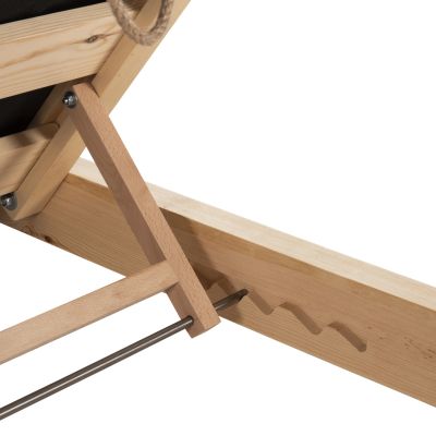 ПЛАЖЕН ШЕЗЛОНГ НИСЪК IKARIA HM10623.01 БОРОВО ДЪРВО В ЕСТЕСТВЕН ЦВЯТ-ЧЕРЕН ТЕКСТИЛ-ВЪЗГЛАВНИЦА ДЕБЕЛИНА 20см