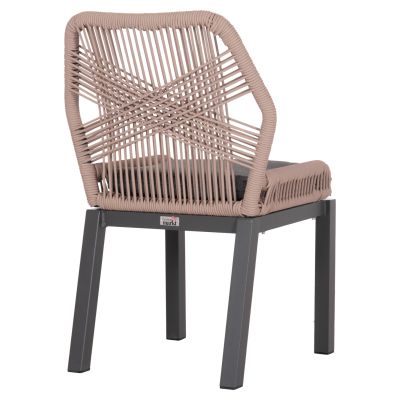 ALUMINUM DINING CHAIR HOWARD HM5547.12 DARK GREY FRAME--ROPE BEIGE & CUSHION IN DARK GREY 55.5x60x84.5Hcm.