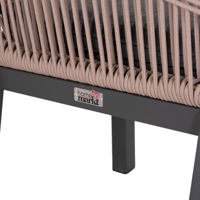 ALUMINUM DINING CHAIR HOWARD HM5547.12 DARK GREY FRAME--ROPE BEIGE & CUSHION IN DARK GREY 55.5x60x84.5Hcm.