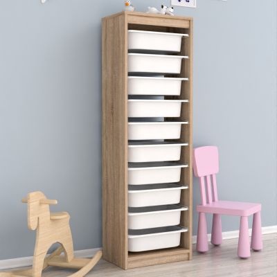 CHEST OF DRAWERS SANI HM18205.03 MELAMINE IN SONAMA-WHITE P.E. DRAWERS 45,5x29,6x144Hcm.