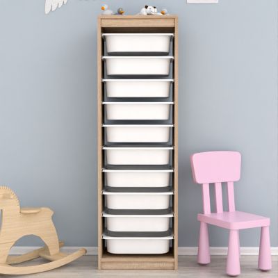 CHEST OF DRAWERS SANI HM18205.03 MELAMINE IN SONAMA-WHITE P.E. DRAWERS 45,5x29,6x144Hcm.