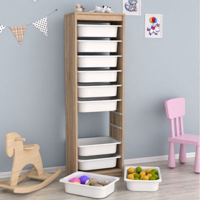 CHEST OF DRAWERS SANI HM18205.03 MELAMINE IN SONAMA-WHITE P.E. DRAWERS 45,5x29,6x144Hcm.