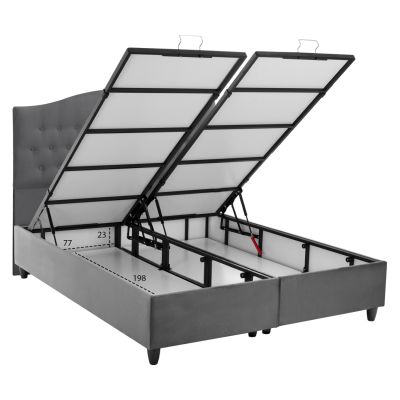 BED WITH MATTRESS DOUBLE MALENA HM21164 GREY VELVET & STORAGE SPACE--FOR 160x200cm