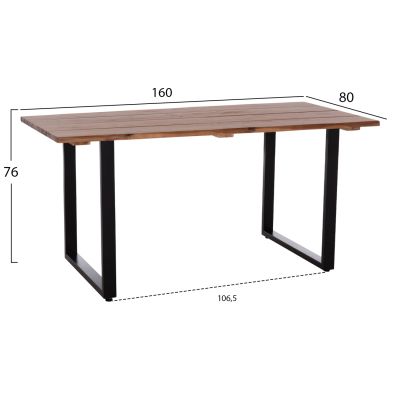 OUTDOOR DINING TABLE FRIGGO HM6375.02 ACACIA WOOD 2.6cm thick--METAL LEGS 160x80x76Hcm
