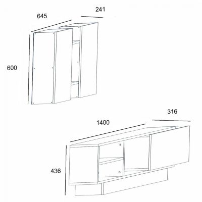 TV UNIT HM9106.01 NATURAL COAL 140x31.6x60H cm.