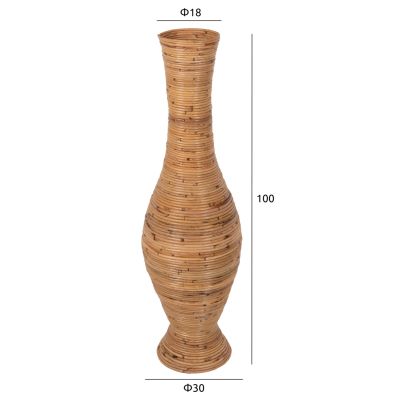 DECORATIVE FLOOR VASE HM7852 RATTAN IN NATURAL COLOR Φ30x100Hcm.