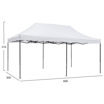 GAZEBO MATTHEW HM6312 FOLDABLE-METAL BLACK FRAME-WHITE SHADE 3x6x3,10Hm