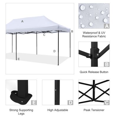 GAZEBO MATTHEW HM6312 FOLDABLE-METAL BLACK FRAME-WHITE SHADE 3x6x3,10Hm