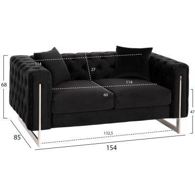 LIVING ROOM COMBO 2PCS t.CHESTERFIELD MOBAR HM11936.04 BLACK VELVET-METAL LEGS