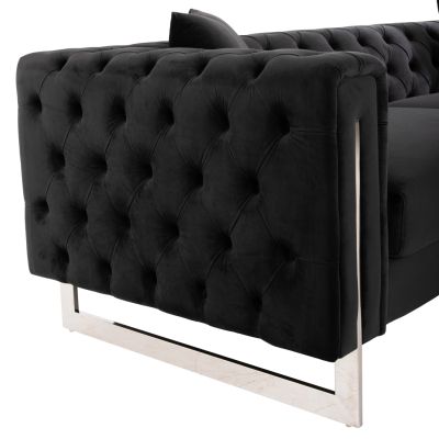 LIVING ROOM COMBO 2PCS t.CHESTERFIELD MOBAR HM11936.04 BLACK VELVET-METAL LEGS