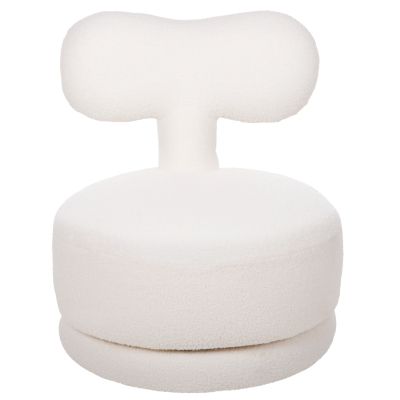 ТАБУРЕТКА С ВЪРТЯЩА СЕ ОБЛЕГАЛКА KRIVIO HM9775.05 БЯЛ ТЕДИ ПЛАТ 52x53x60Hсм.