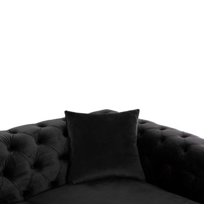 LIVING ROOM COMBO 2PCS t.CHESTERFIELD MOBAR HM11936.04 BLACK VELVET-METAL LEGS