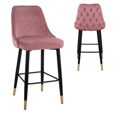 Bar Stool SERENITY HM8519.02 Velvet Rotten Apple with metallic frame 51x57x110cm