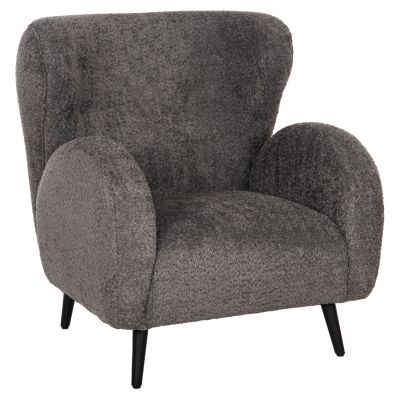 ARMCHAIR KRYLY HM9593.01 GREY BOUCLE FABRIC-BLACK WOODEN LEGS 83x87x89Hcm.