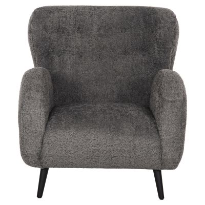 ARMCHAIR KRYLY HM9593.01 GREY BOUCLE FABRIC-BLACK WOODEN LEGS 83x87x89Hcm.