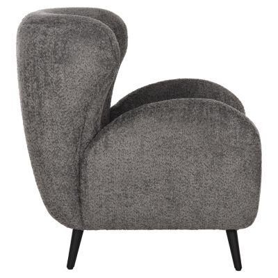 ARMCHAIR KRYLY HM9593.01 GREY BOUCLE FABRIC-BLACK WOODEN LEGS 83x87x89Hcm.