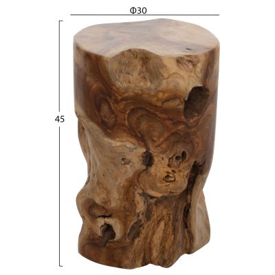 ПОМОЩНА МАСА/ТАБУРЕТКА КРЪГЛА ТИКОВО ДЪРВО МАСИВ НАТУРАЛЕН ЦВЯТ Φ30X45Hcm.HM9350