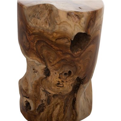 ПОМОЩНА МАСА/ТАБУРЕТКА КРЪГЛА ТИКОВО ДЪРВО МАСИВ НАТУРАЛЕН ЦВЯТ Φ30X45Hcm.HM9350