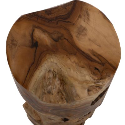 ПОМОЩНА МАСА/ТАБУРЕТКА КРЪГЛА ТИКОВО ДЪРВО МАСИВ НАТУРАЛЕН ЦВЯТ Φ30X45Hcm.HM9350