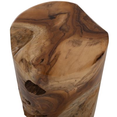 ПОМОЩНА МАСА/ТАБУРЕТКА КРЪГЛА ТИКОВО ДЪРВО МАСИВ НАТУРАЛЕН ЦВЯТ Φ30X45Hcm.HM9350