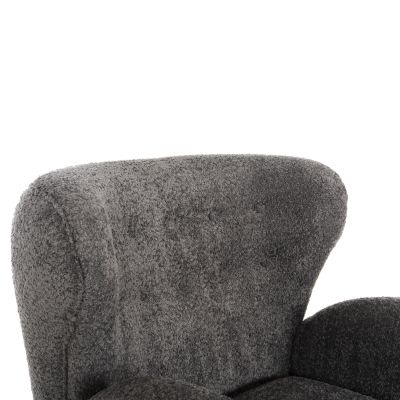 ARMCHAIR KRYLY HM9593.01 GREY BOUCLE FABRIC-BLACK WOODEN LEGS 83x87x89Hcm.