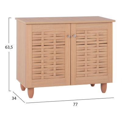 SHOE RACK-CABINET CASSIOPE HM2208.09 MELAMINE IN NATURAL WOOD COLOR 77Χ34Χ63.5Hcm.