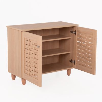 SHOE RACK-CABINET CASSIOPE HM2208.09 MELAMINE IN NATURAL WOOD COLOR 77Χ34Χ63.5Hcm.