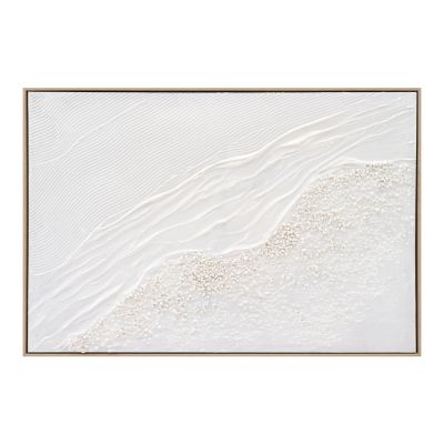 WALL PAINTING SEDIMENT HM4555 WITH BEIGE PS FRAME-CANVAS WITH SHADES OF WHITE 92x4,5x62Hcm.