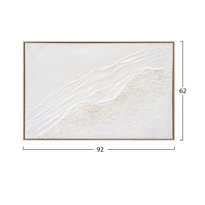 WALL PAINTING SEDIMENT HM4555 WITH BEIGE PS FRAME-CANVAS WITH SHADES OF WHITE 92x4,5x62Hcm.