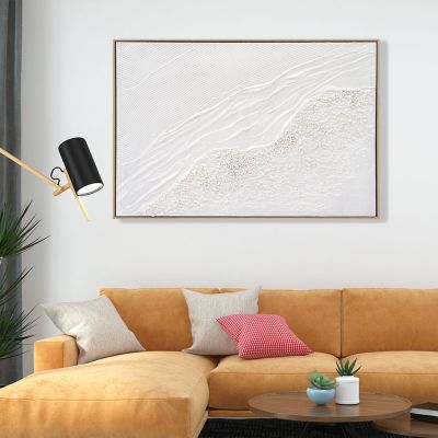 WALL PAINTING SEDIMENT HM4555 WITH BEIGE PS FRAME-CANVAS WITH SHADES OF WHITE 92x4,5x62Hcm.