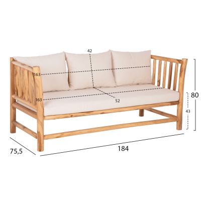 OUTDOOR LOUNGE SET 4PCS EDDARD HM9340 SOLID TEAK NATURAL-WHITE