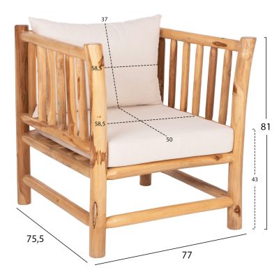 OUTDOOR LOUNGE SET 4PCS EDDARD HM9340 SOLID TEAK NATURAL-WHITE
