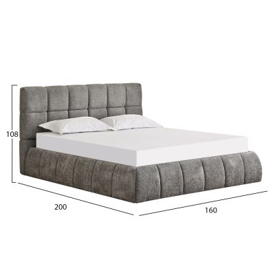 DOUBLE BED EDDY HM731.01 GREY BOUCLE & STORAGE SPACE--FOR MATTRESS 160x200cm.