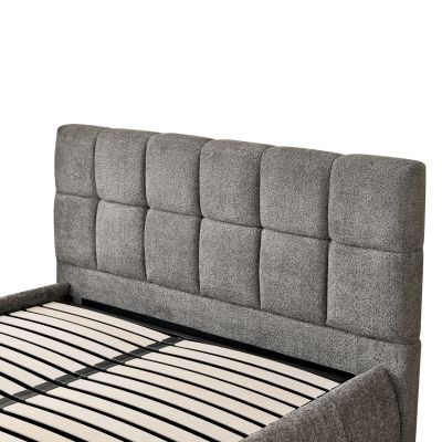 DOUBLE BED EDDY HM731.01 GREY BOUCLE & STORAGE SPACE--FOR MATTRESS 160x200cm.