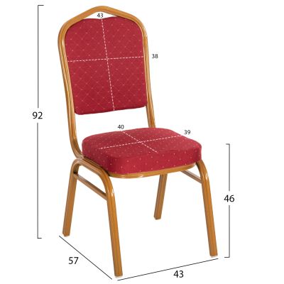 CHAIR CONFERENCE-CATERING HILTON HM0054.21 METALLIC WITH BURGUNDY FABRIC 44x66x92,5Hcm.