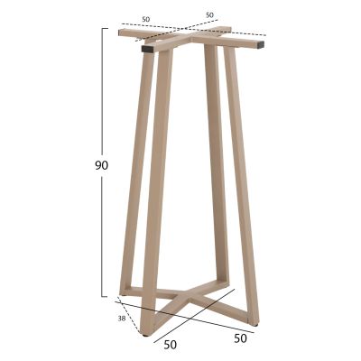 BAR TABLE BASE MEDIUM HEIGHT HM477.25 METAL IN CAPPUCCINO 50x50x90Hcm.