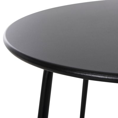 OUTDOOR LOUNGE SET PONY HM6081 METAL COFFEE TABLE-2 CHAIRS BLACK-WHITE SYNTHETIC RATTAN