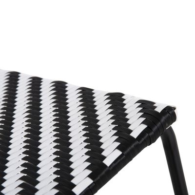 OUTDOOR LOUNGE SET PONY HM6081 METAL COFFEE TABLE-2 CHAIRS BLACK-WHITE SYNTHETIC RATTAN