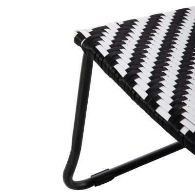 OUTDOOR LOUNGE SET PONY HM6081 METAL COFFEE TABLE-2 CHAIRS BLACK-WHITE SYNTHETIC RATTAN