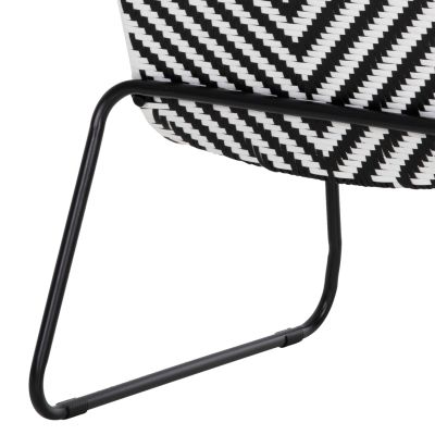 OUTDOOR LOUNGE SET PONY HM6081 METAL COFFEE TABLE-2 CHAIRS BLACK-WHITE SYNTHETIC RATTAN